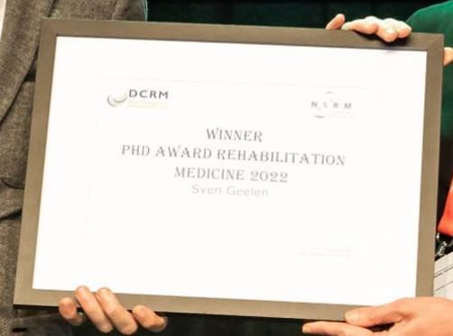 PhD Award Rehabilitation Medicine voor Sven Geelen